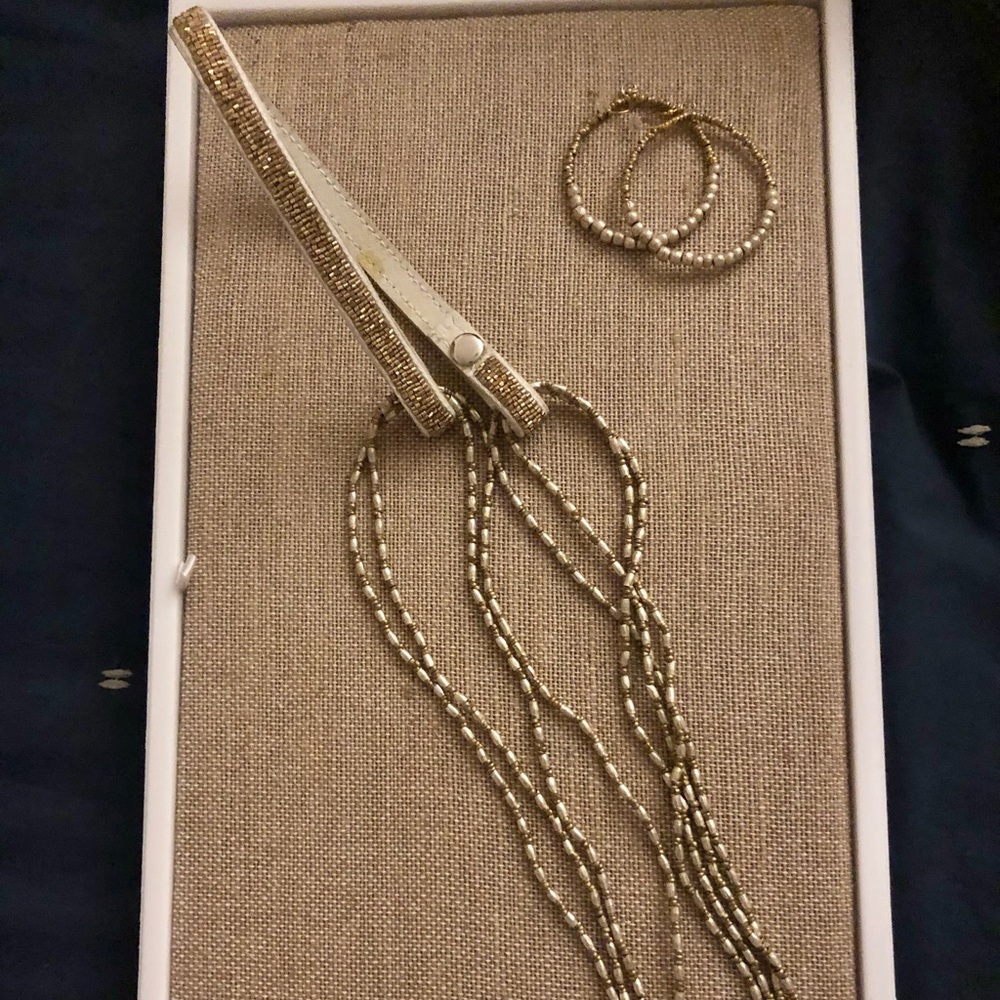 Noonday Collection Artillery necklace, earrings, and necklace extender